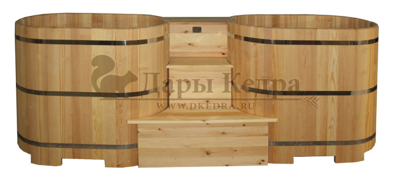 Двойная овальная купель для бани из кедра