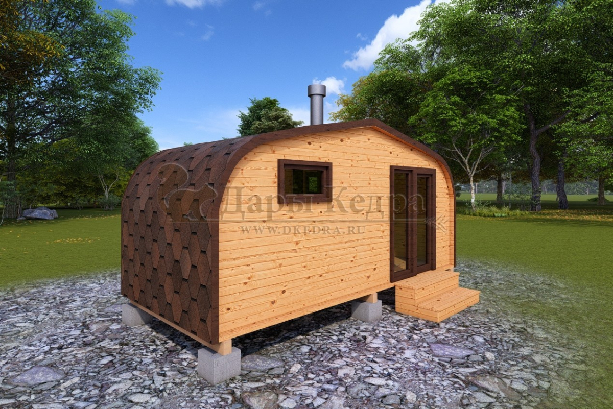Баня «Викинг» из кедра 5х2,35 м с боковым входом